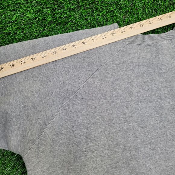 Vintage Warner-Bros Cropped Sweatshirt Large 24x24 Gray Crew - Picture 3 of 14